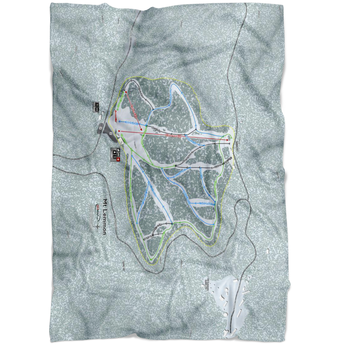 Mt Lemmon, Arizona Ski Trail Map Fleece Blanket - Powderaddicts