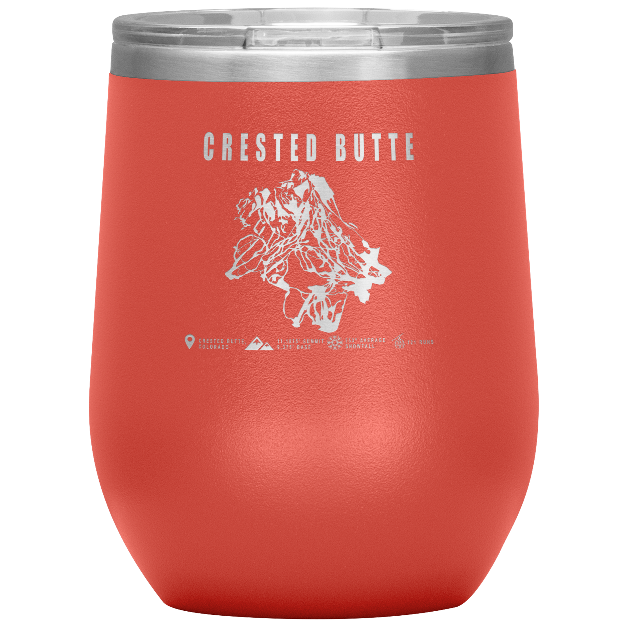 Crested Butte Colorado Ski Trail Map Wine 12oz Tumbler - Powderaddicts