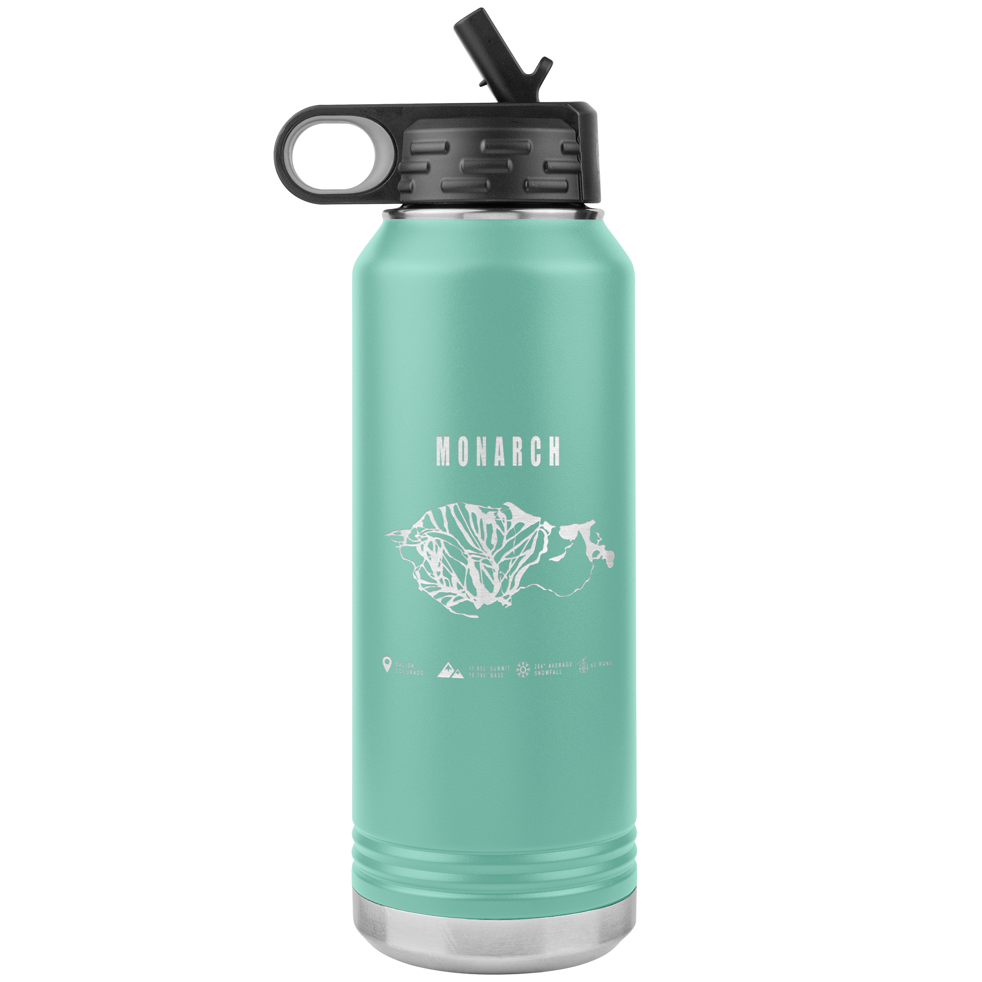 Monarch Colorado Ski Trail Map 32oz Water Bottle Tumbler - Powderaddicts