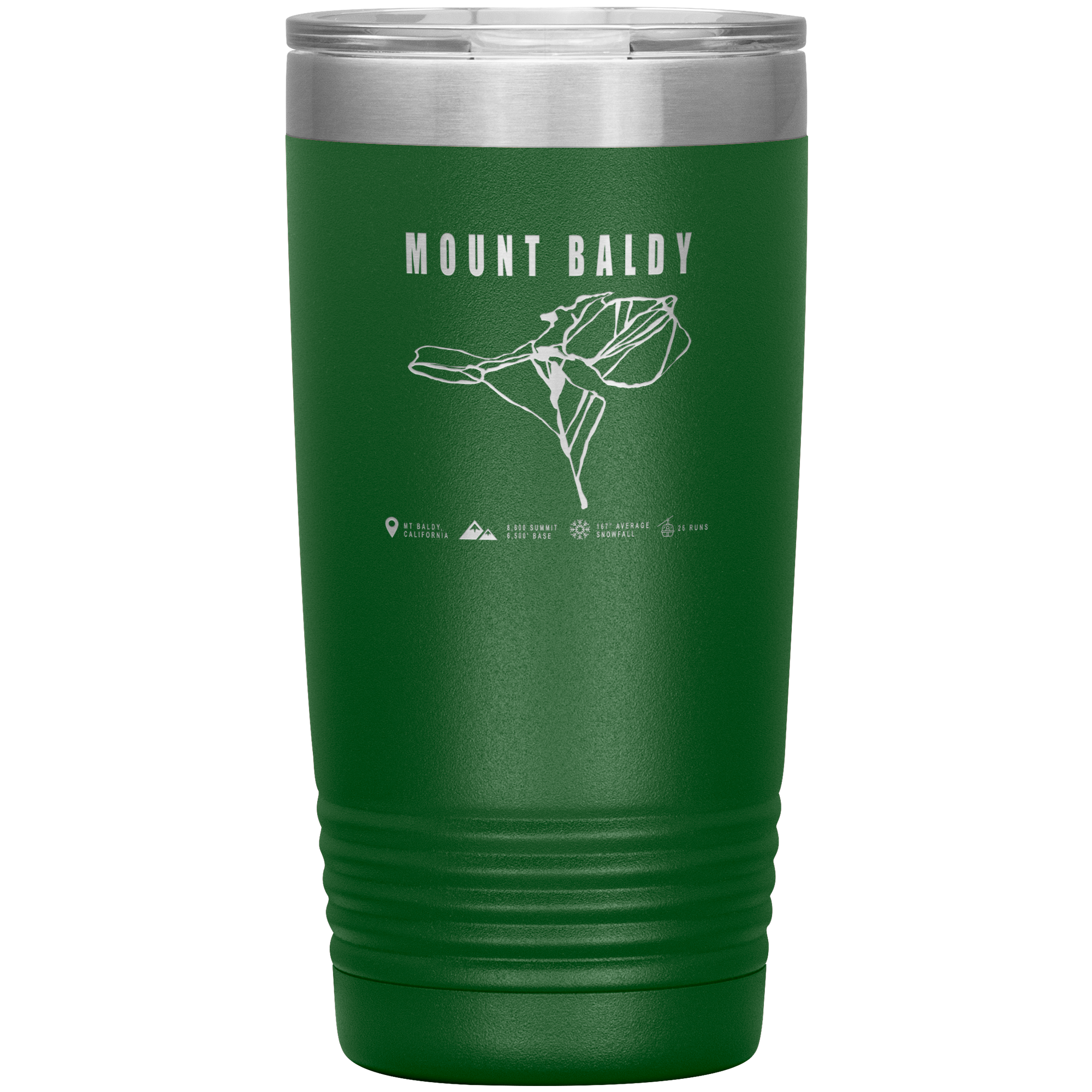 Mount Baldy, California Ski Trail Map 20oz Tumbler - Powderaddicts