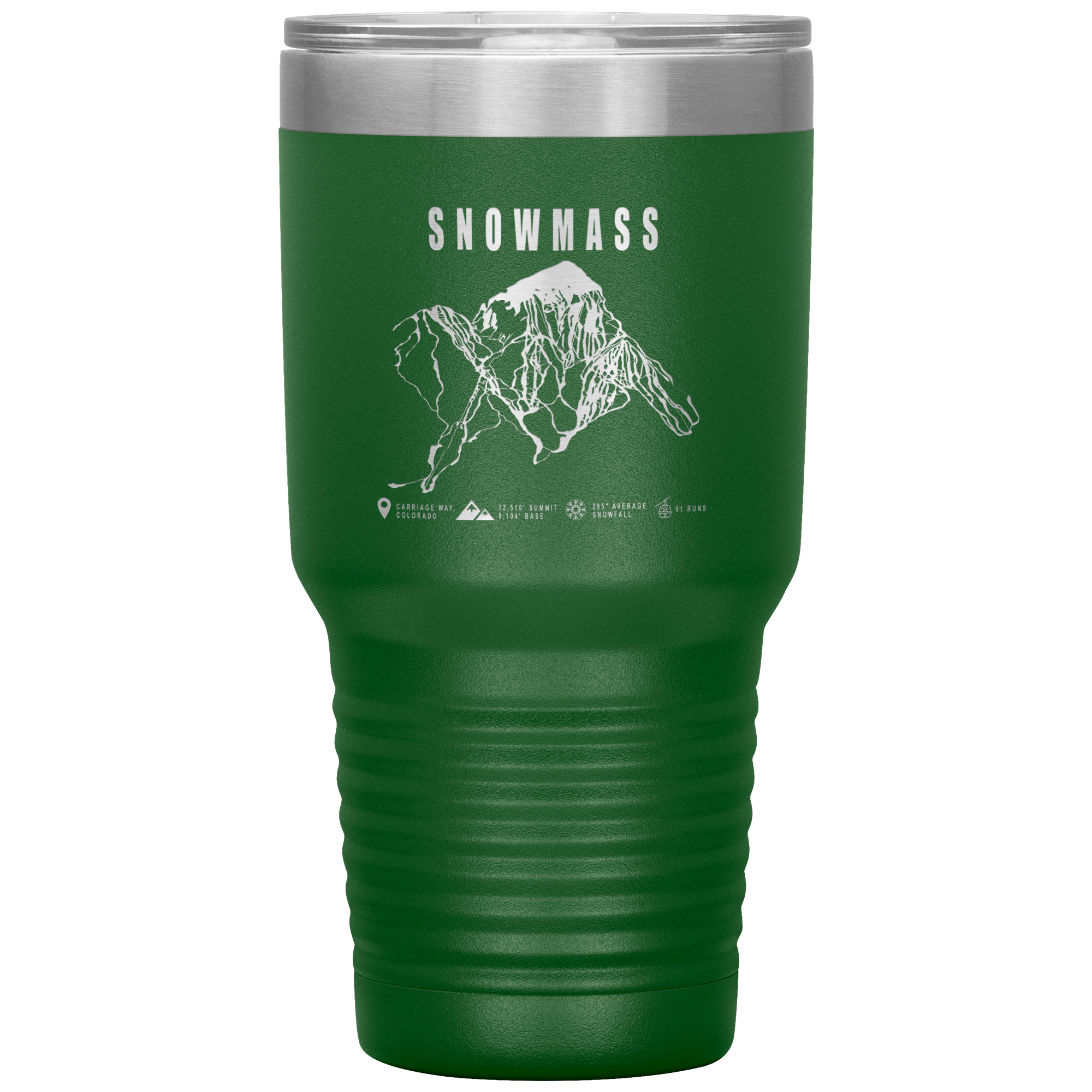 Snowmass Colorado Ski Trail Map 30oz Tumbler - Powderaddicts