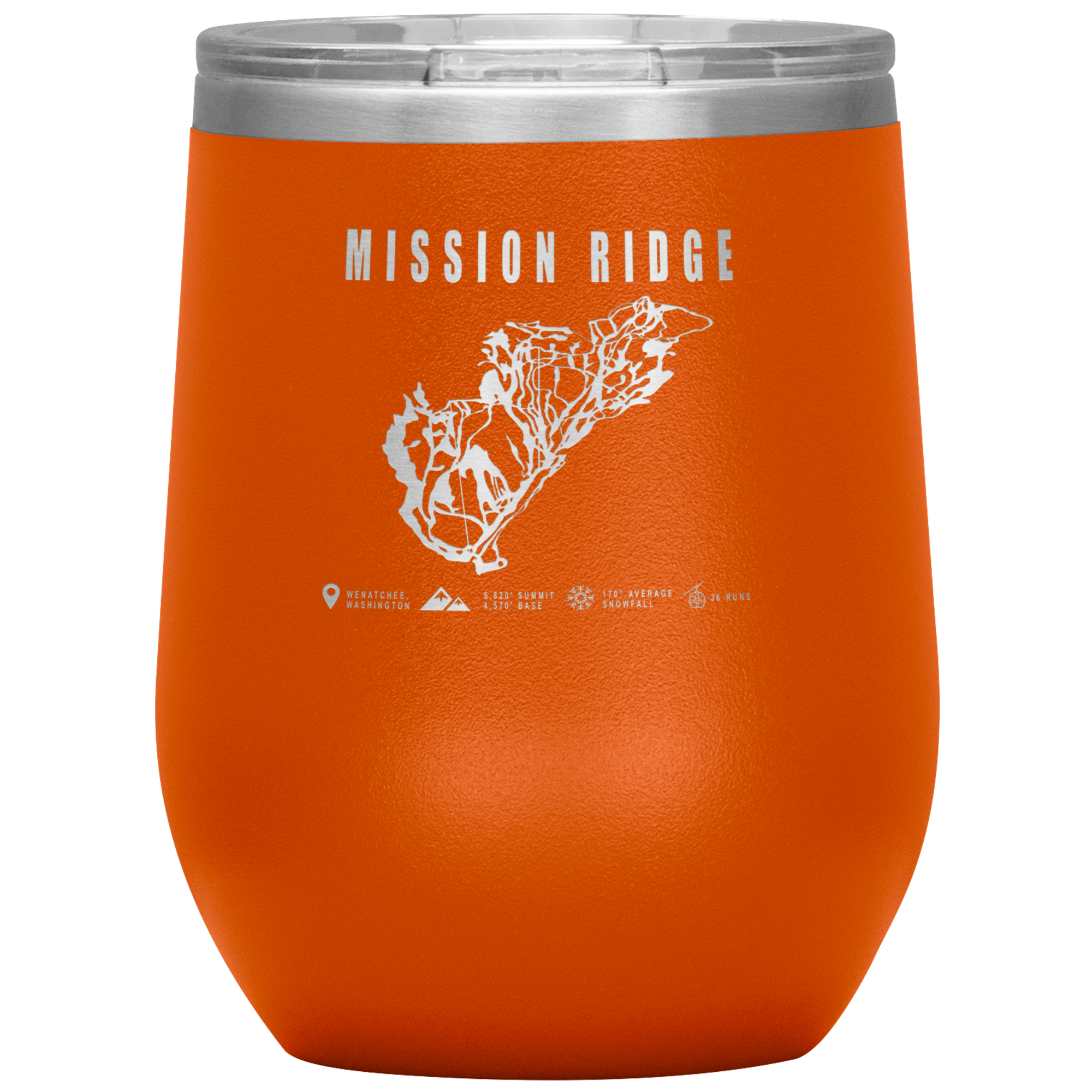 Mission Ridge, Washington Ski Trail Map Wine 12oz Tumbler - Powderaddicts