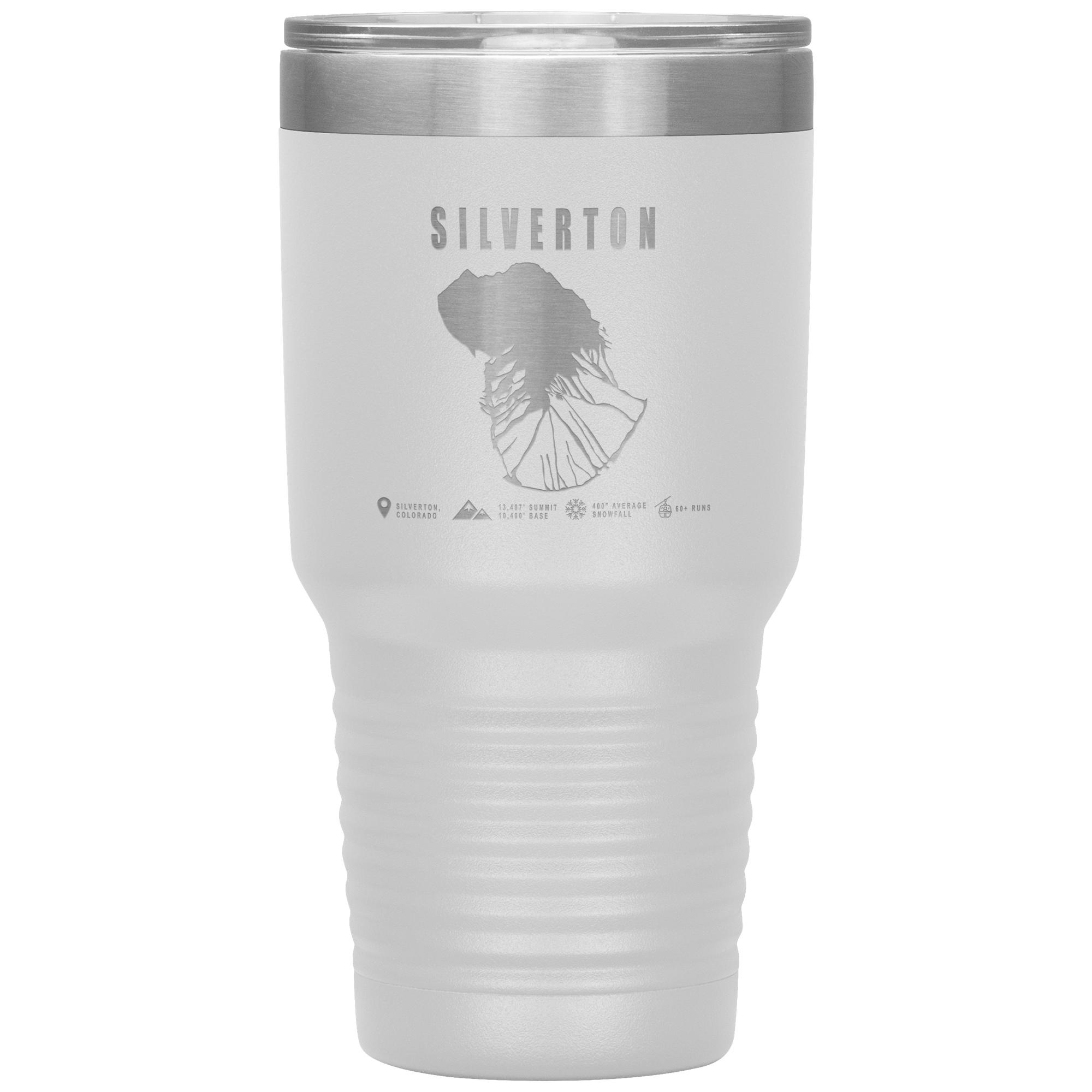 Silverton Colorado Ski Trail Map 30oz Tumbler - Powderaddicts