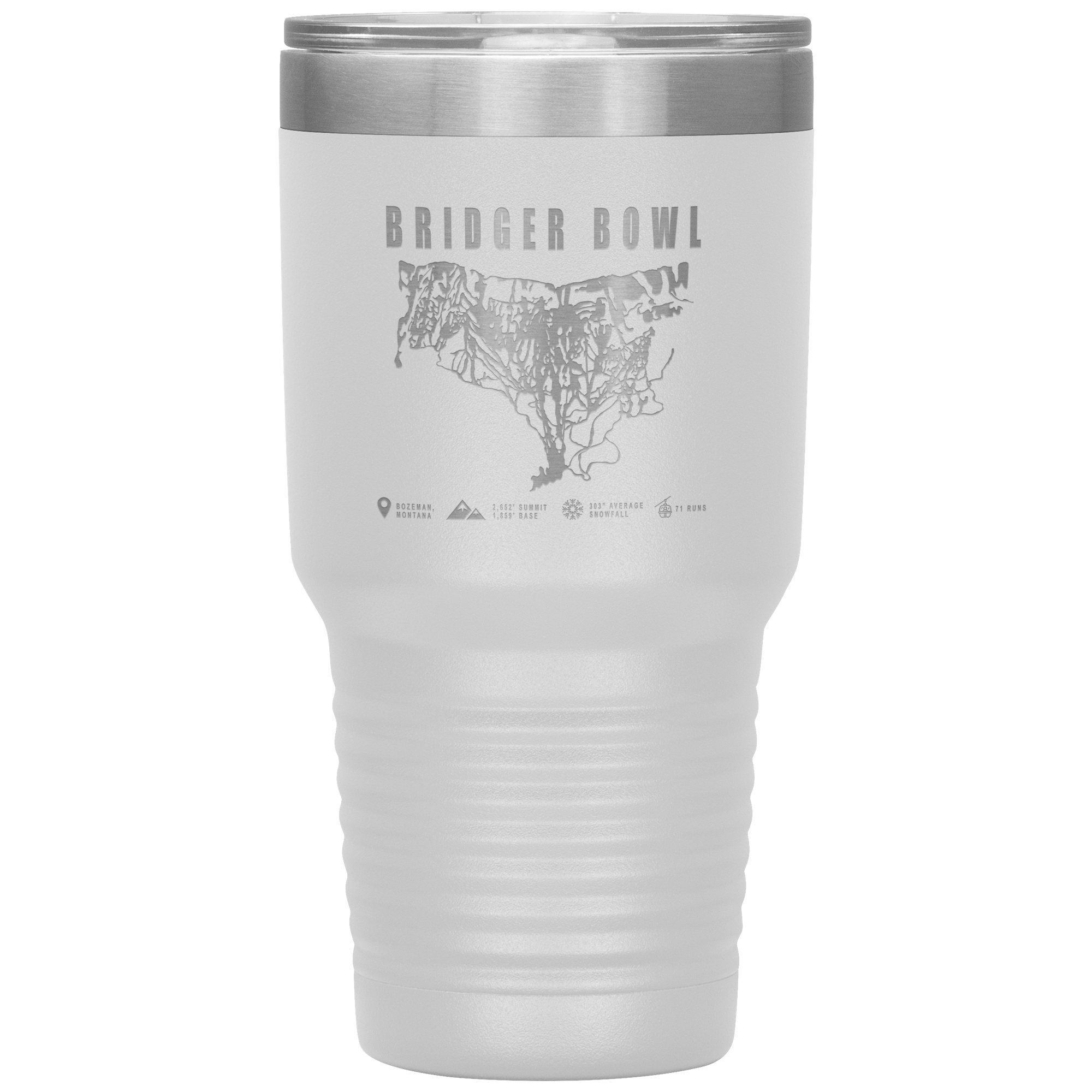 Bridger Bowl Montana Ski Trail Map 30oz Tumbler - Powderaddicts