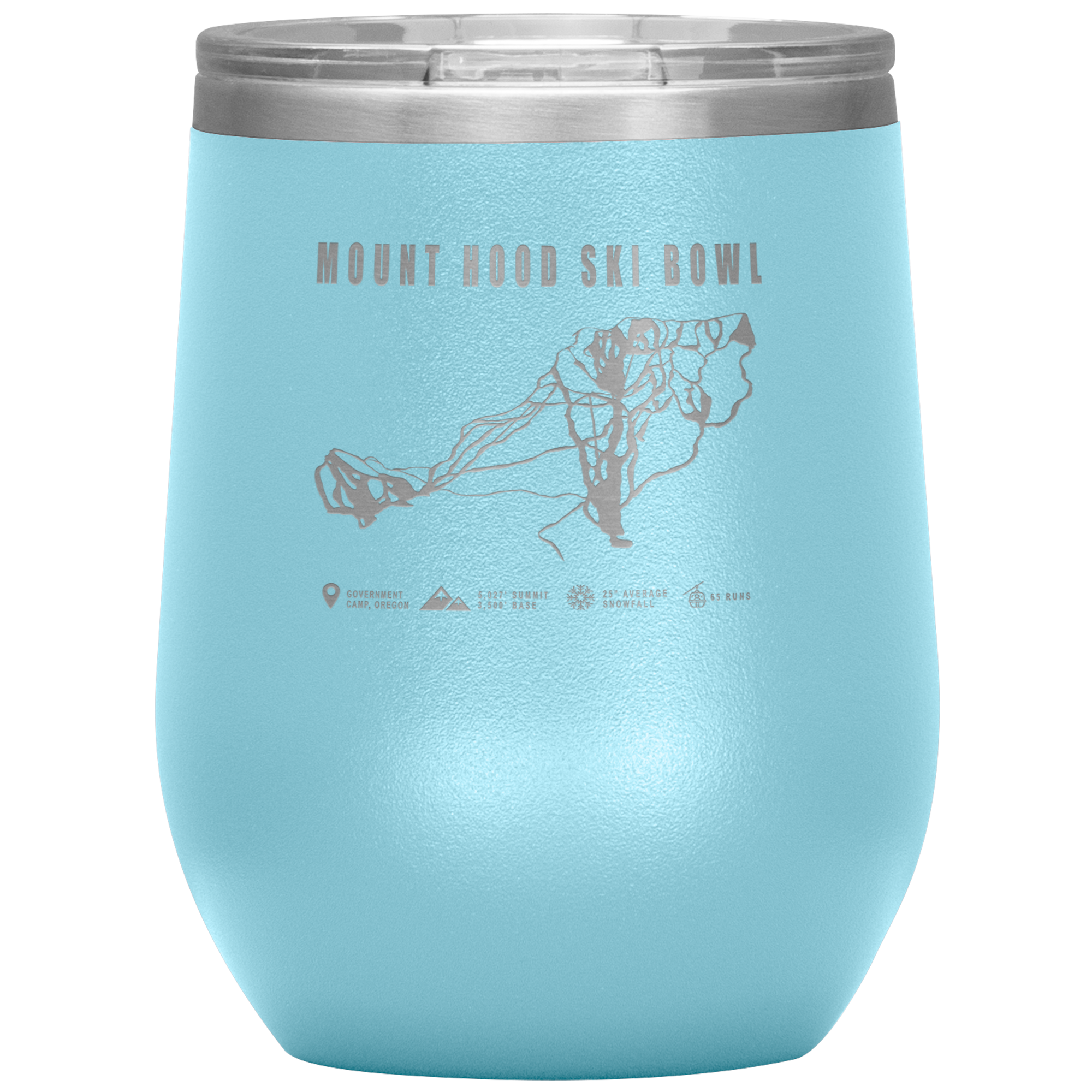 Mount Hood Ski Bowl, Oregon Ski Trail Map Wine 12oz Tumbler - Powderaddicts