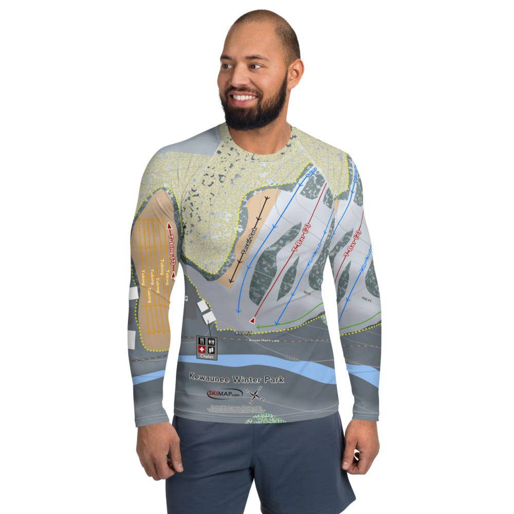 Kewaunee Winter Park, Wisconsin Ski Trail Map Men&#39;s Base Layer Top - Powderaddicts