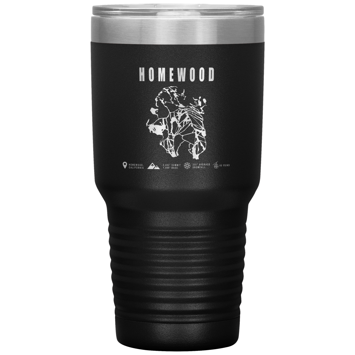 Homewood, California Ski Trail Map 30oz Tumbler - Powderaddicts