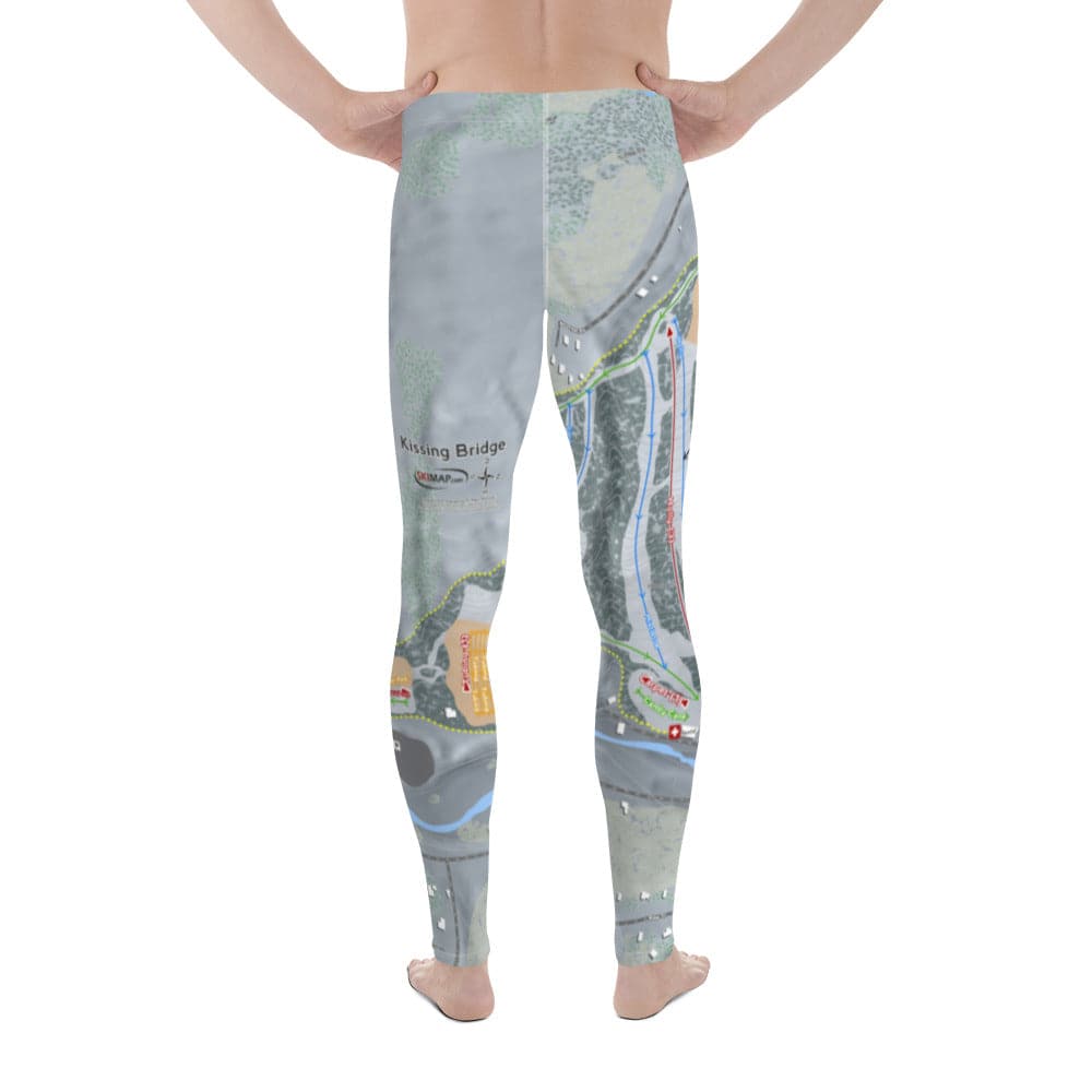 Kissing Bridge, New York Ski Trail Map Men's Base Layer Bottom - Powderaddicts