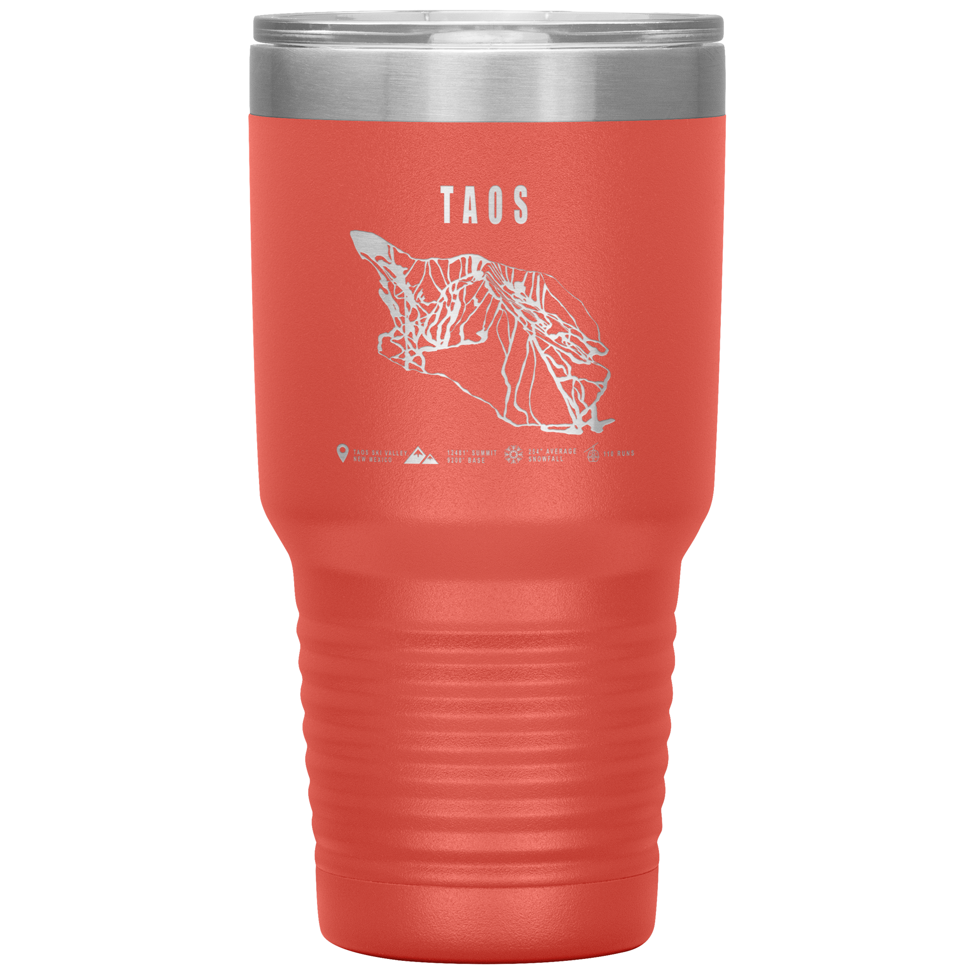 Taos, New Mexico Ski Trail Map 30oz Tumbler - Powderaddicts