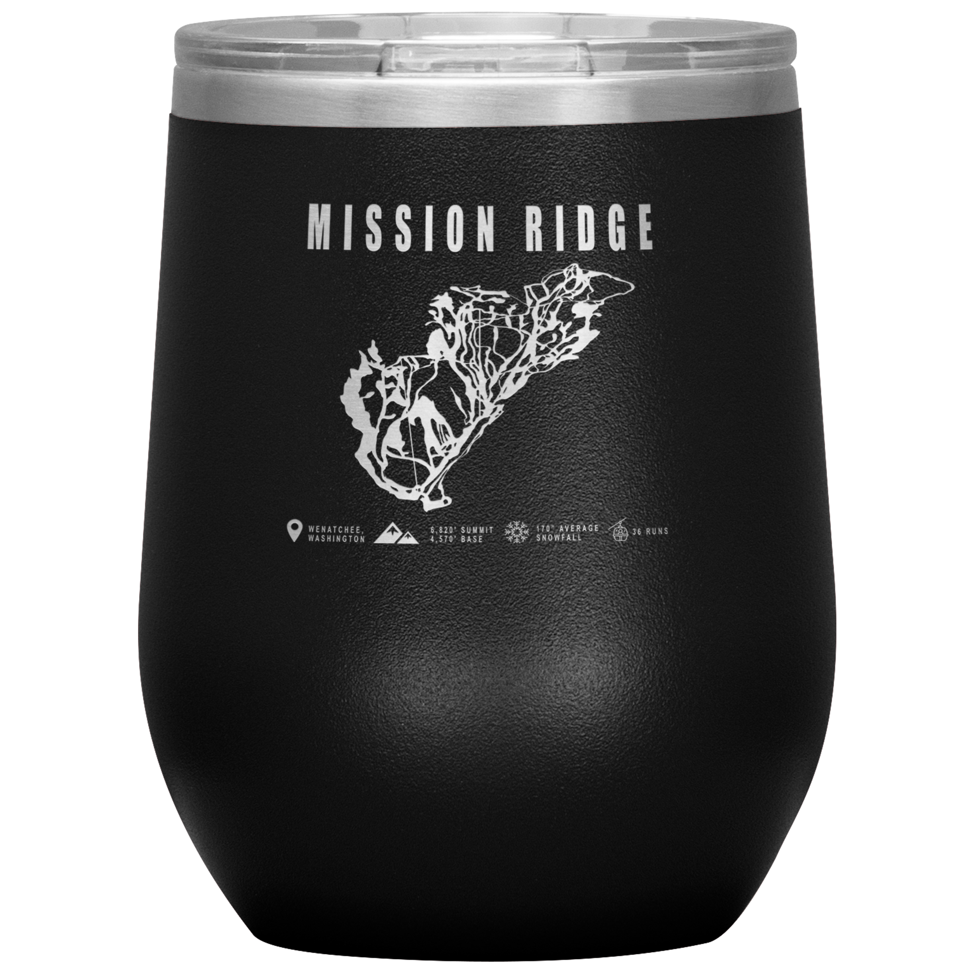 Mission Ridge, Washington Ski Trail Map Wine 12oz Tumbler - Powderaddicts