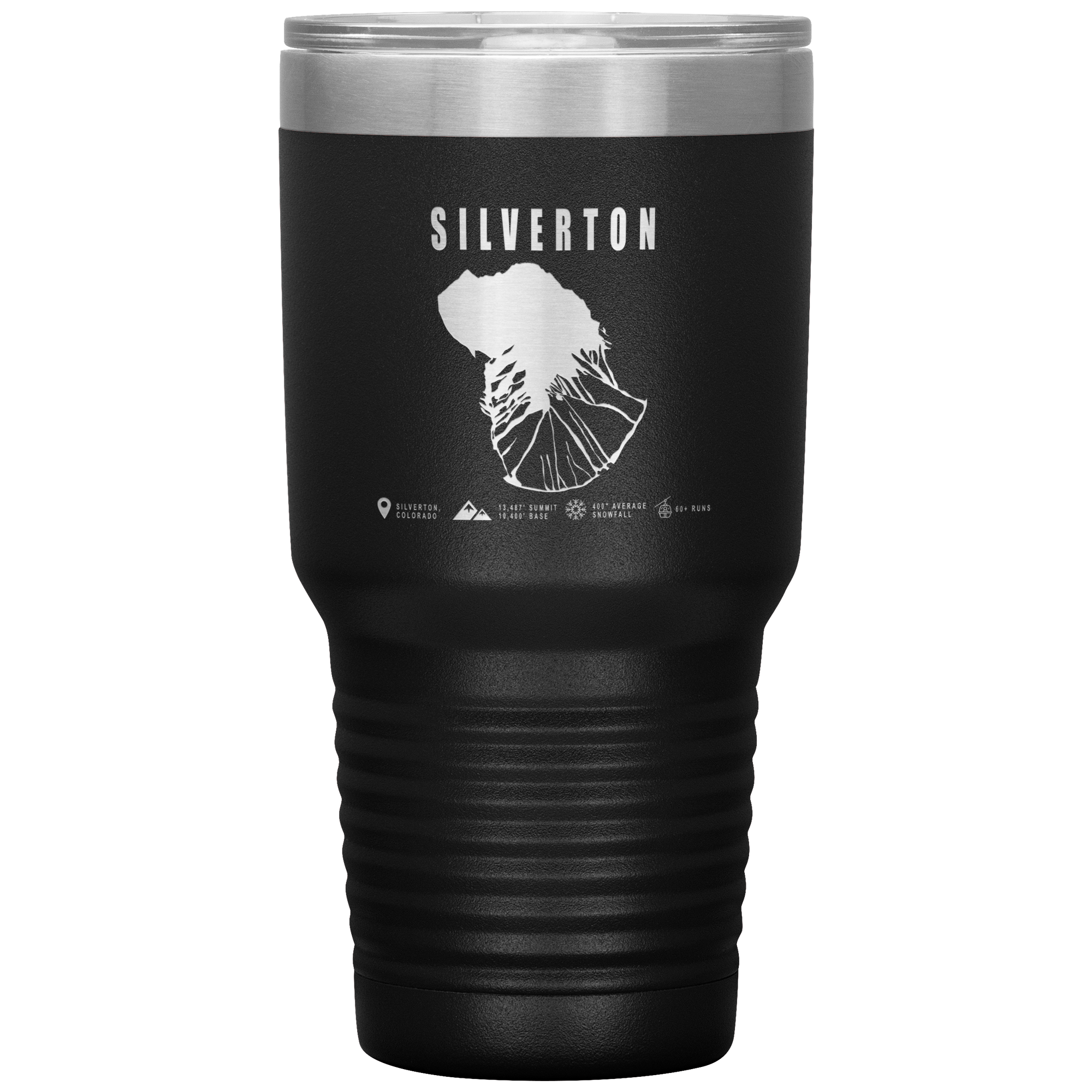 Silverton Colorado Ski Trail Map 30oz Tumbler - Powderaddicts