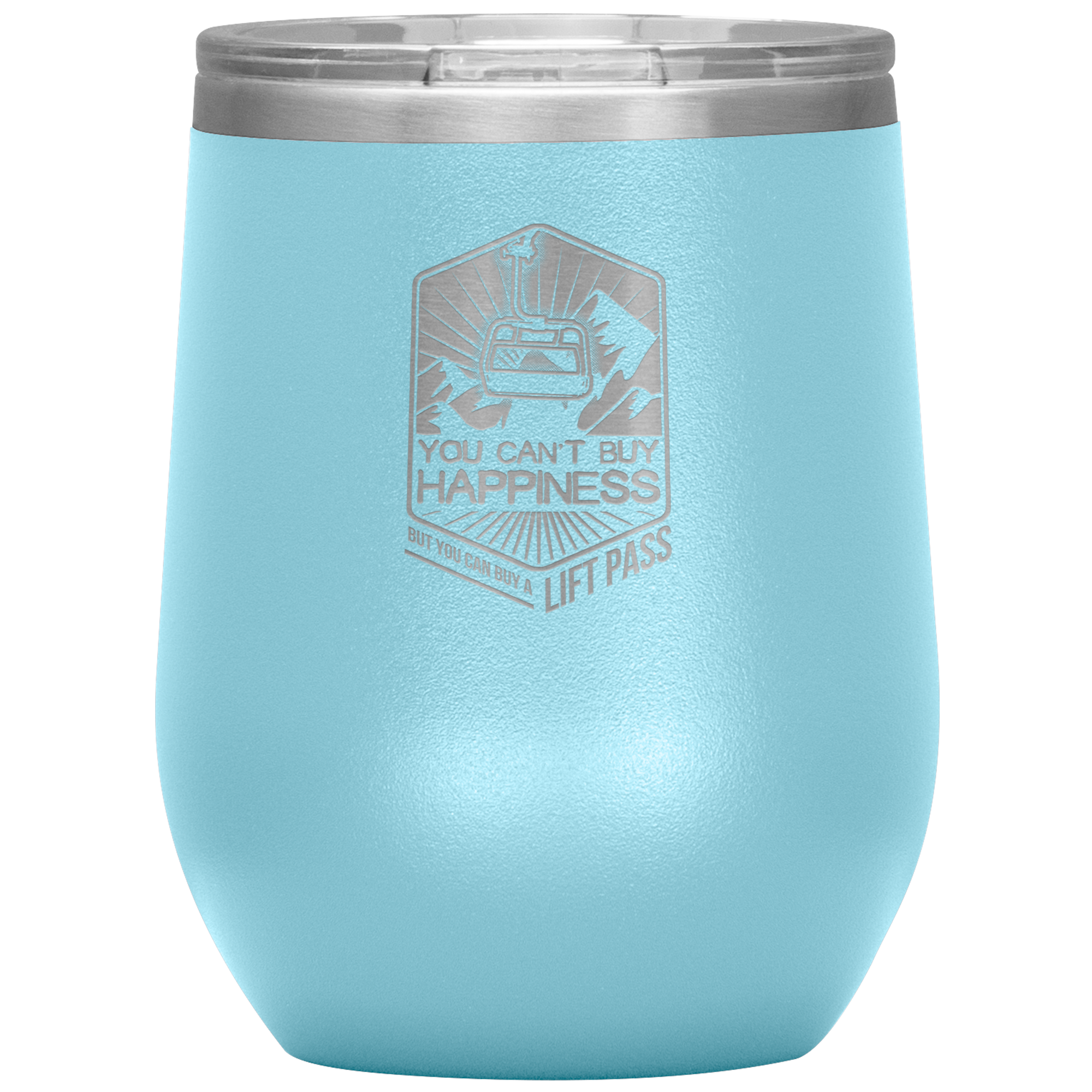 You Can't Buy Happiness But You Can Buy A Lift Pass Wine 12oz Tumbler - Powderaddicts