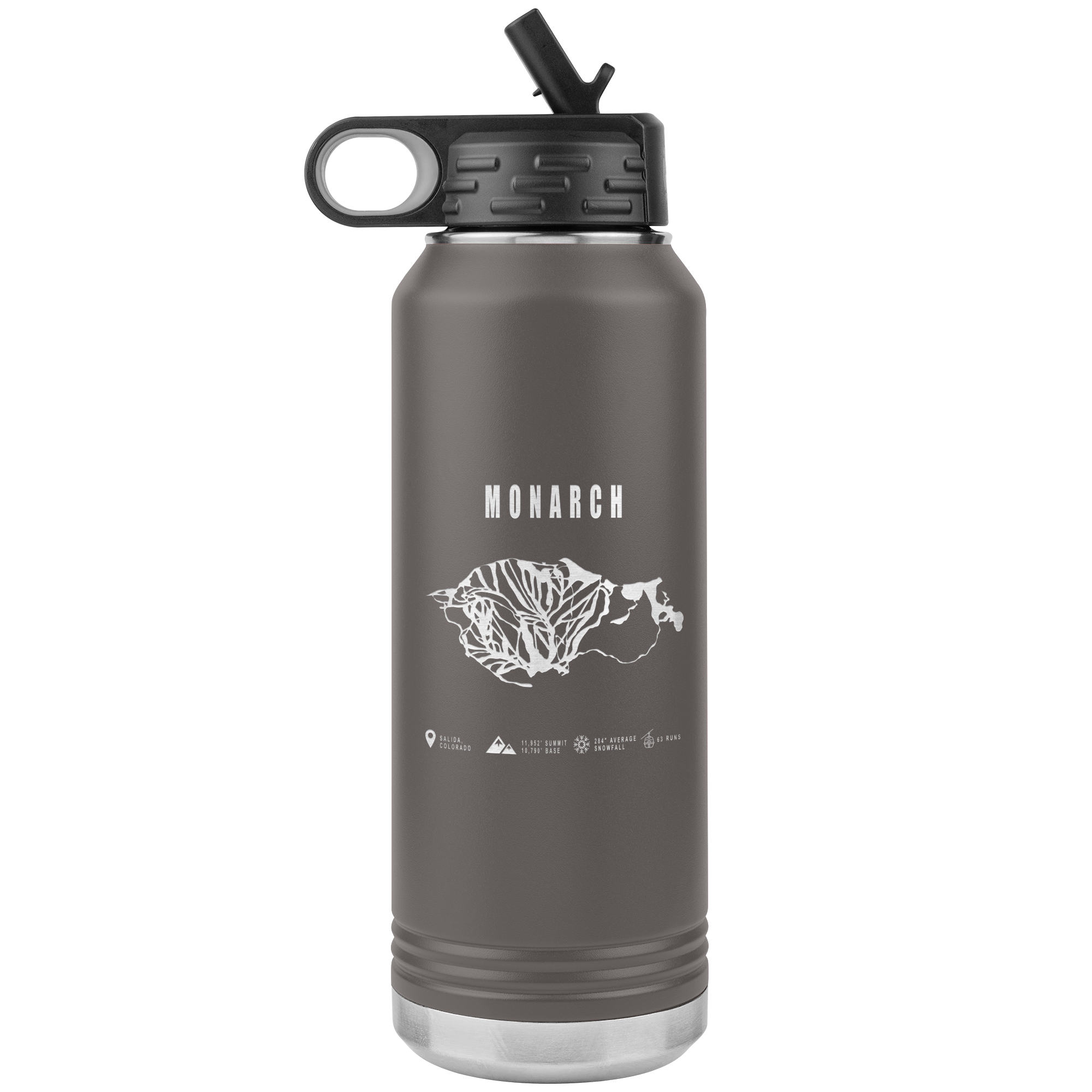 Monarch Colorado Ski Trail Map 32oz Water Bottle Tumbler - Powderaddicts