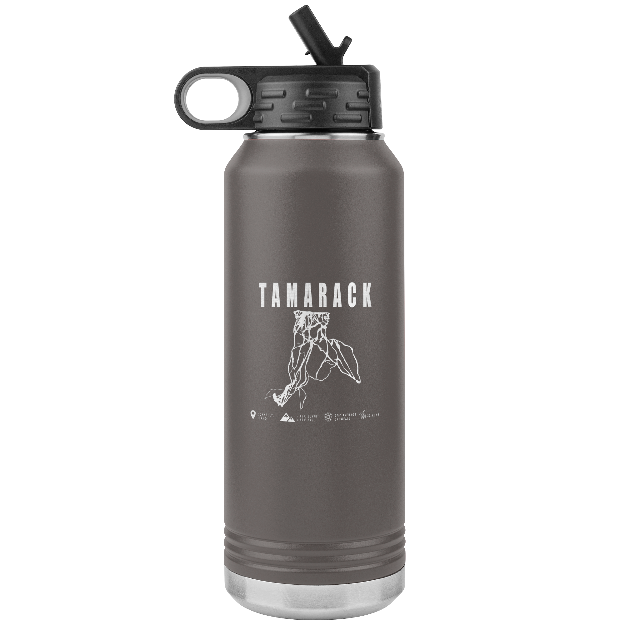 Tamarack Idaho Ski Trail Map 32oz Water Bottle Tumbler - Powderaddicts