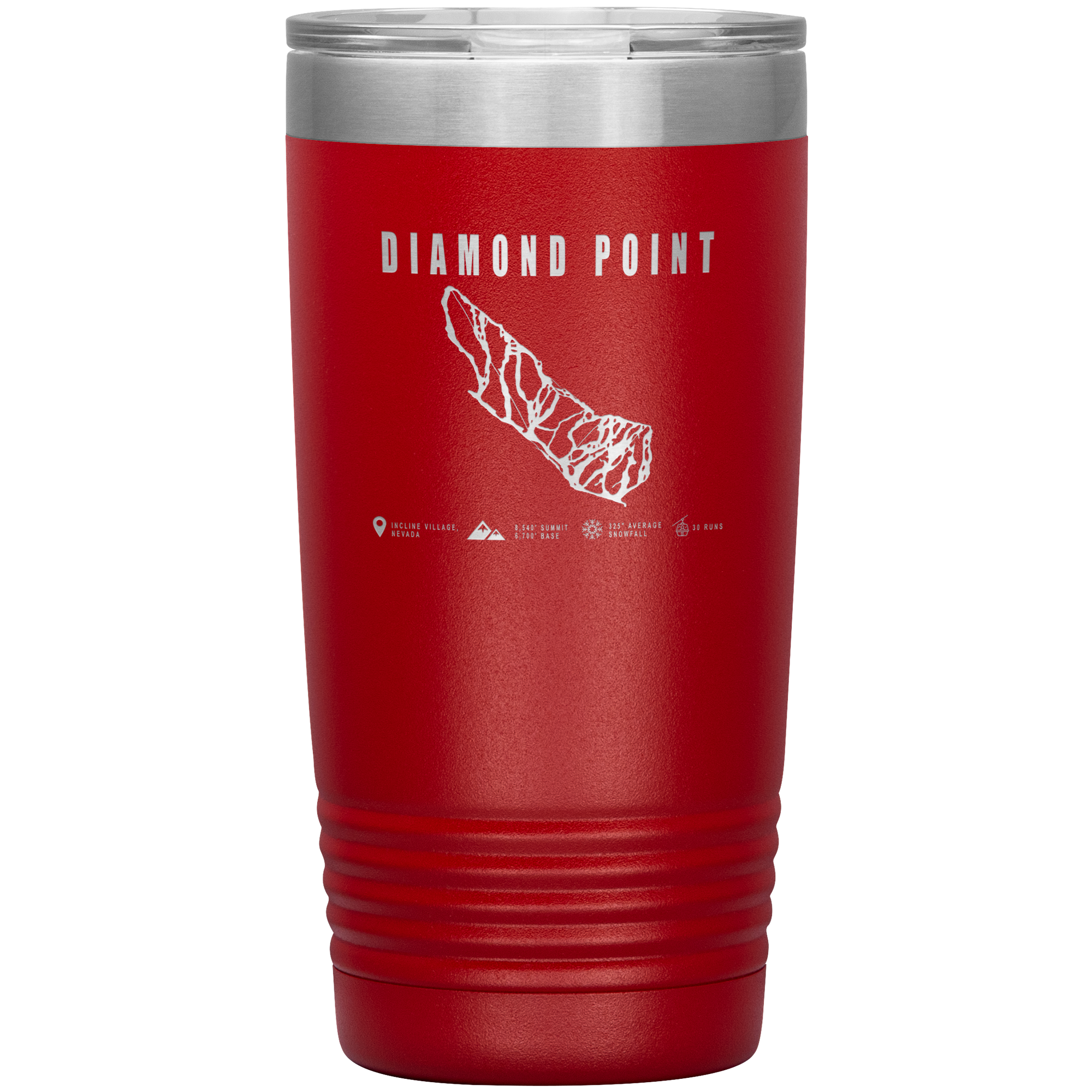 Diamond Point, Nevada Ski Trail Map 20oz Tumbler - Powderaddicts