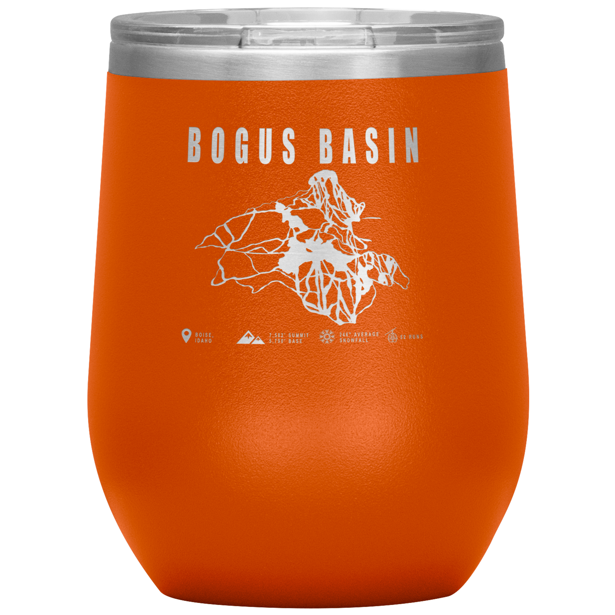 Bogus Basin Idaho Ski Trail Map Wine 12oz Tumbler - Powderaddicts