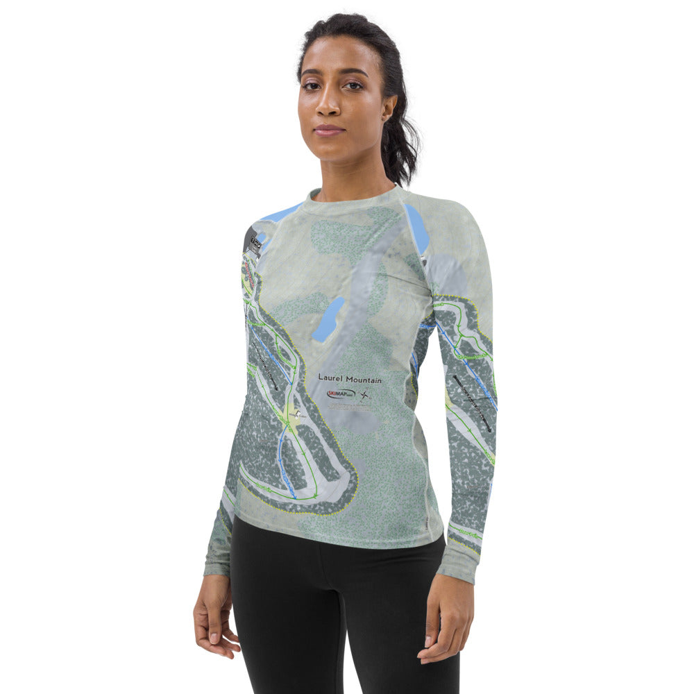 Laurel Mountain, Pennsylvania Ski Trail Map Women's Base Layer Top - Powderaddicts