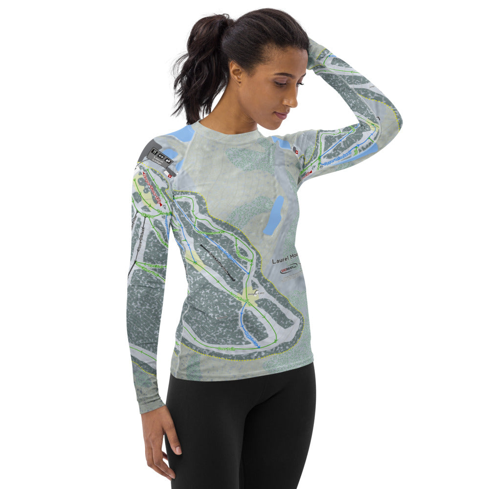 Laurel Mountain, Pennsylvania Ski Trail Map Women's Base Layer Top - Powderaddicts