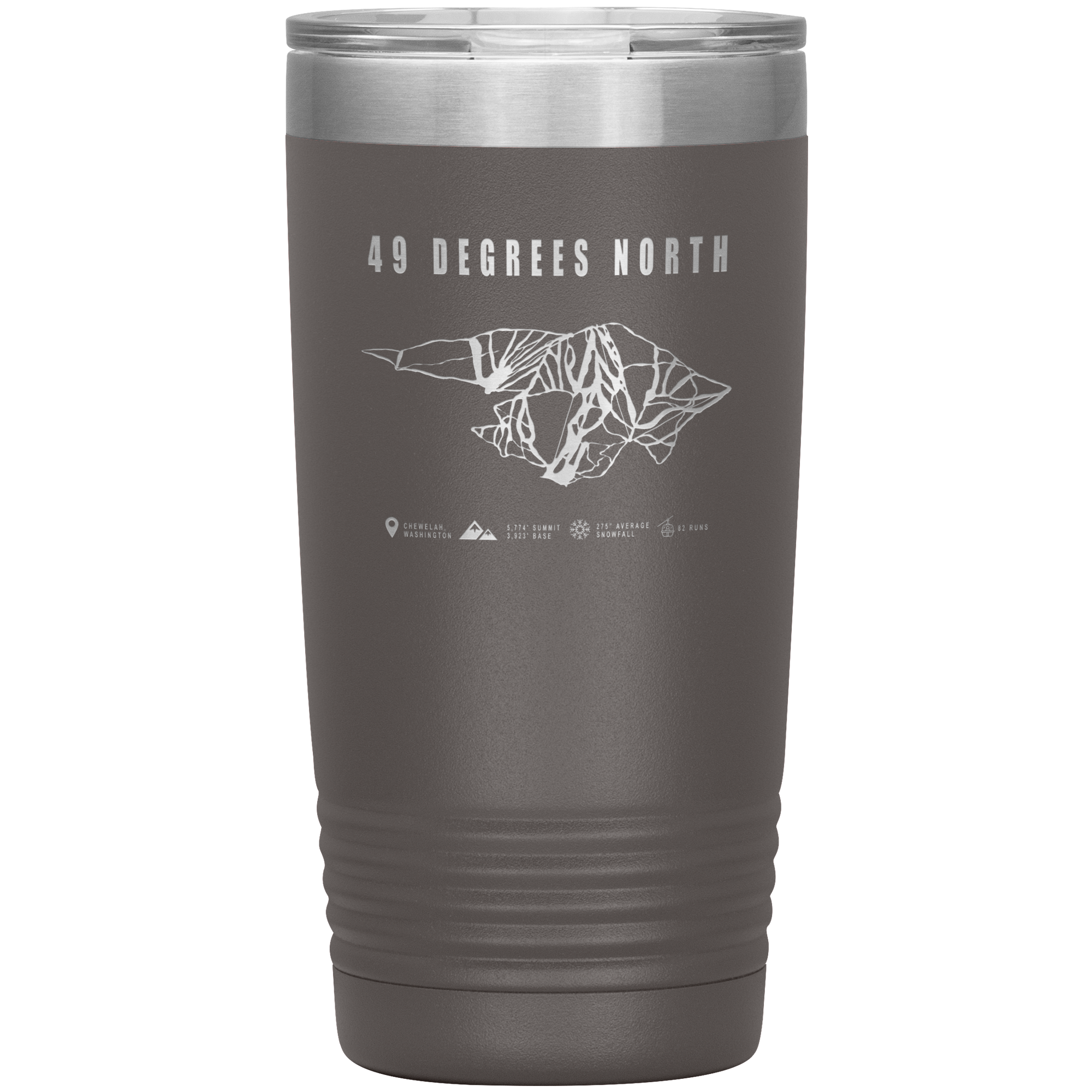 49 Degrees North, Washington Ski Trail Map 20oz Tumbler - Powderaddicts