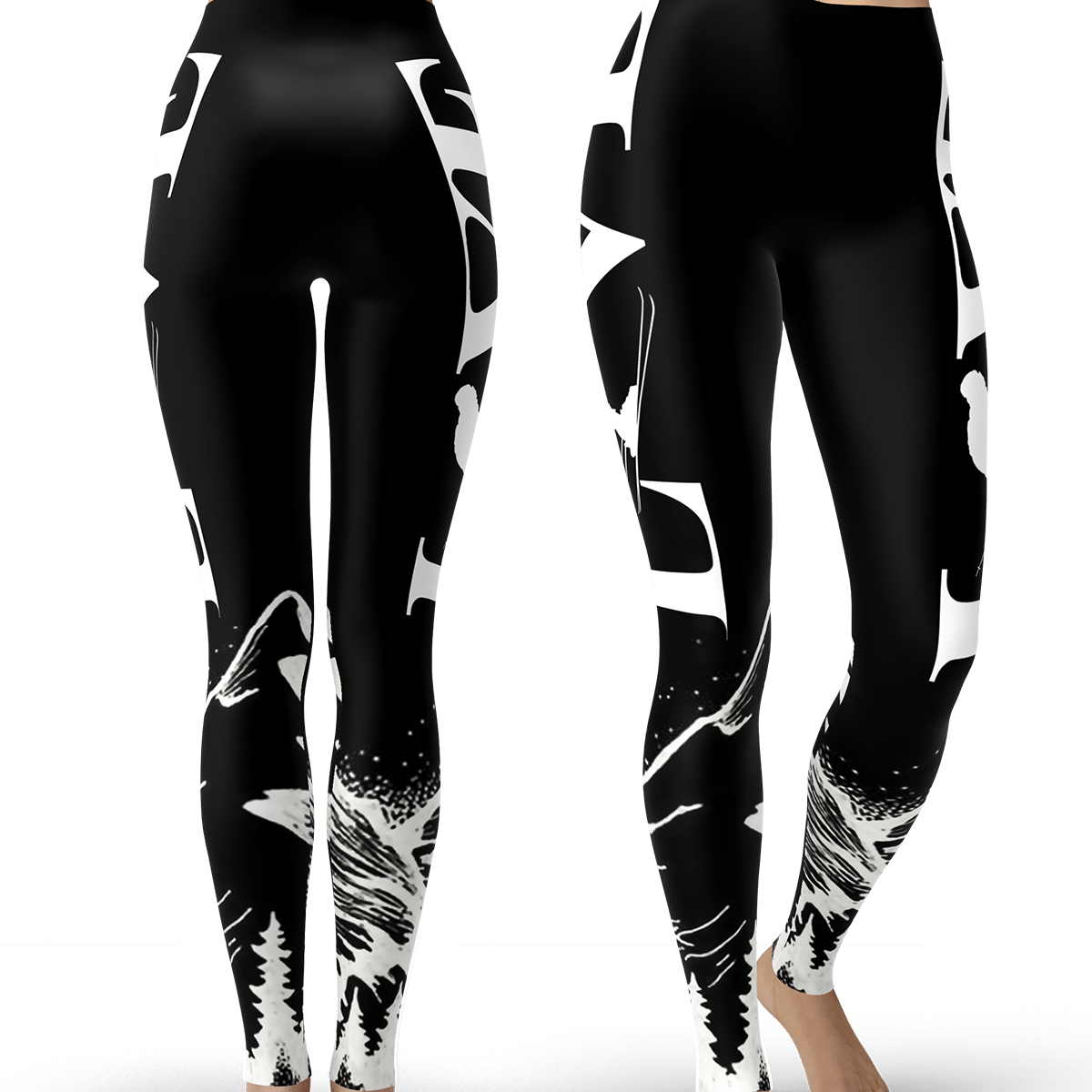 Blank Black Leggings Mockup Front And Side View Isolated Stock Photo -  Download Image Now - iStock