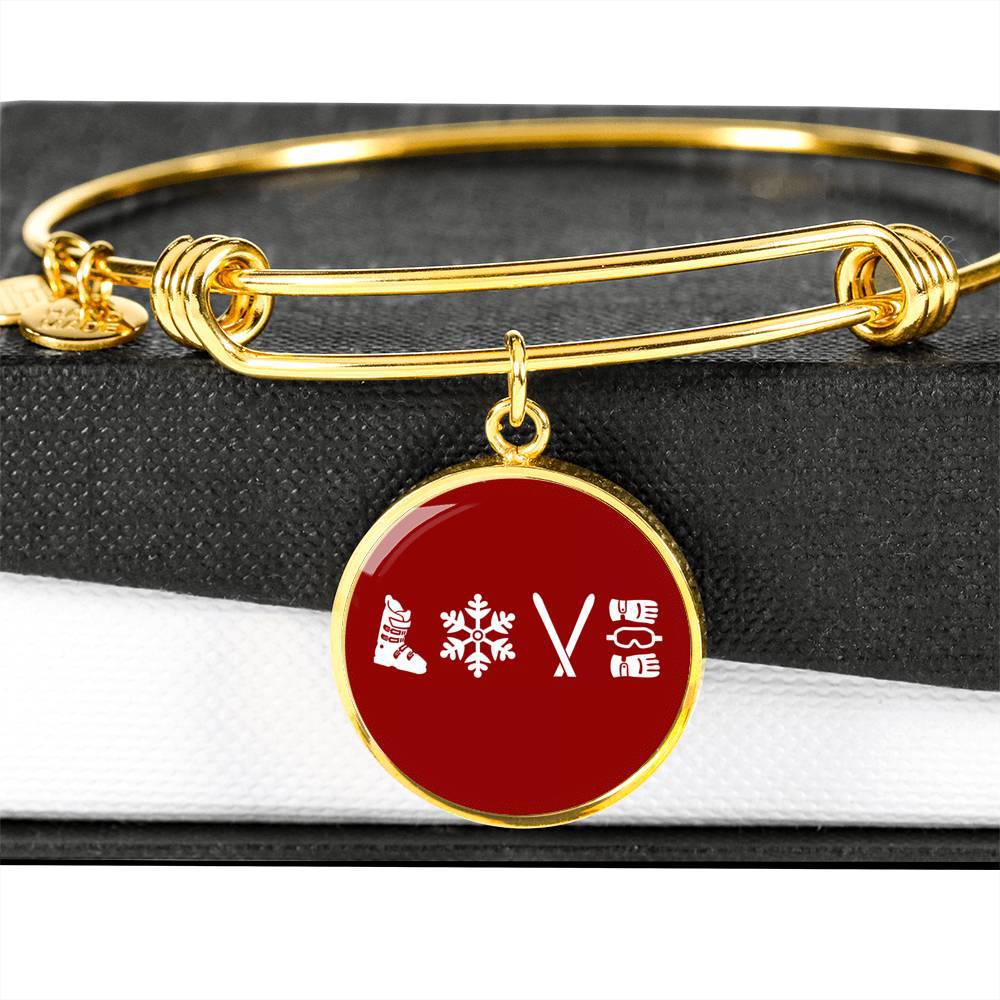 Love Ski Red Pendant Bangle - Powderaddicts