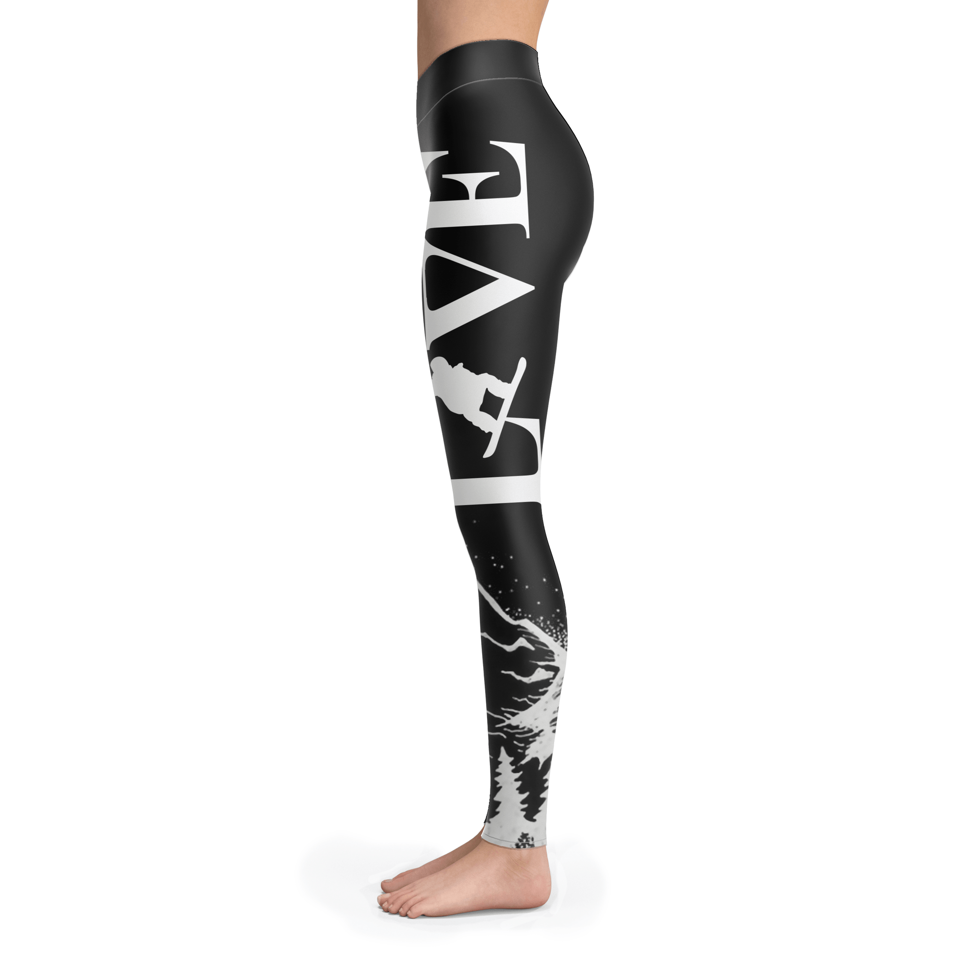 Love Snowboard All Black Leggings - Powderaddicts