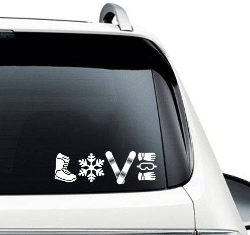 Love Snowboard - Car Decal - Powderaddicts