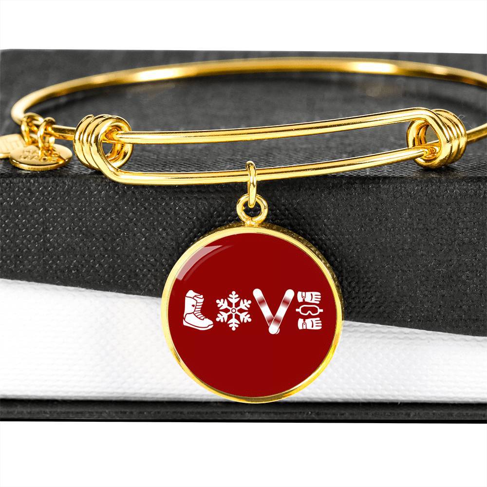 Love Snowboard Red Pendant Bangle - Powderaddicts