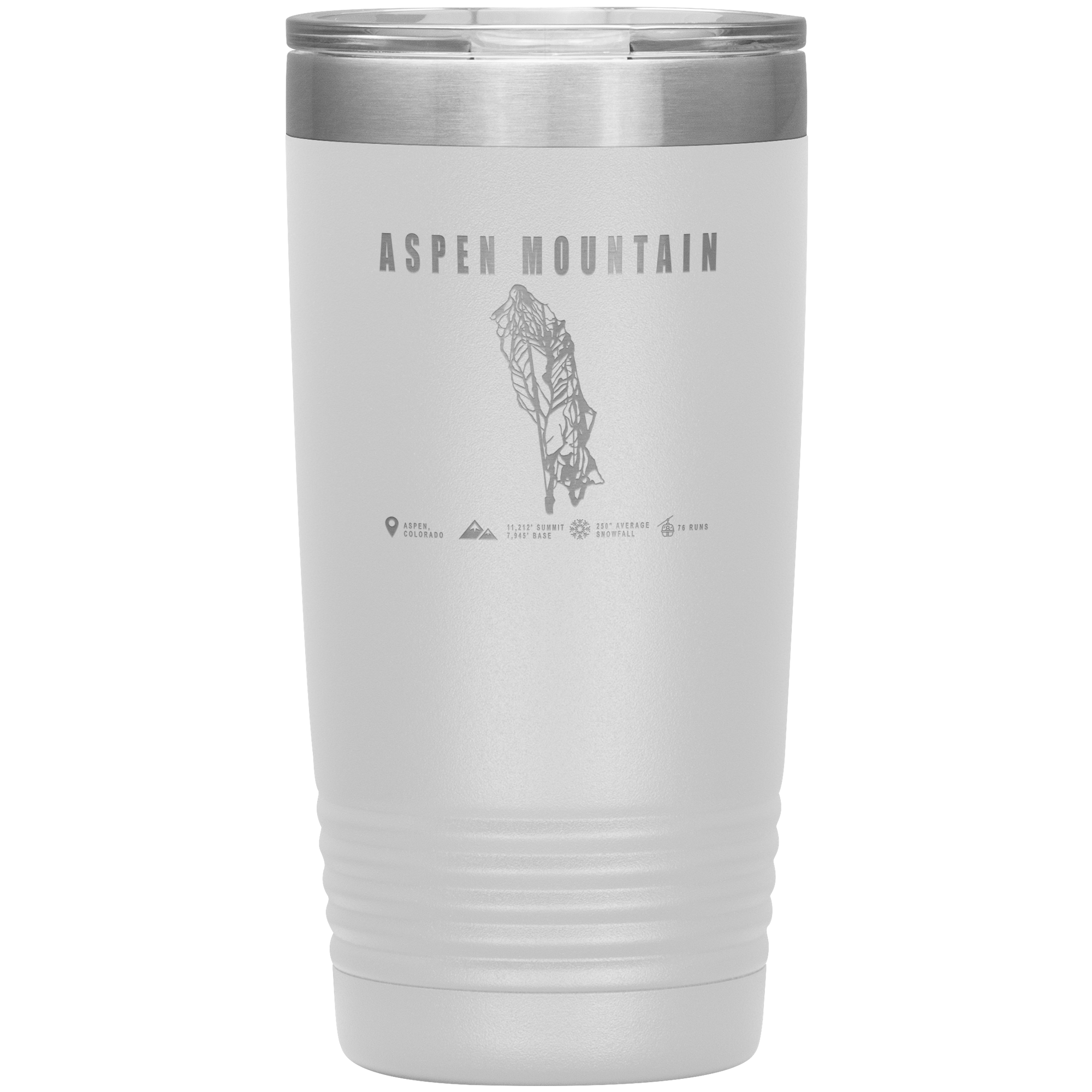 Aspen Mountain Colorado Ski Trail Map 20oz Tumbler - Powderaddicts