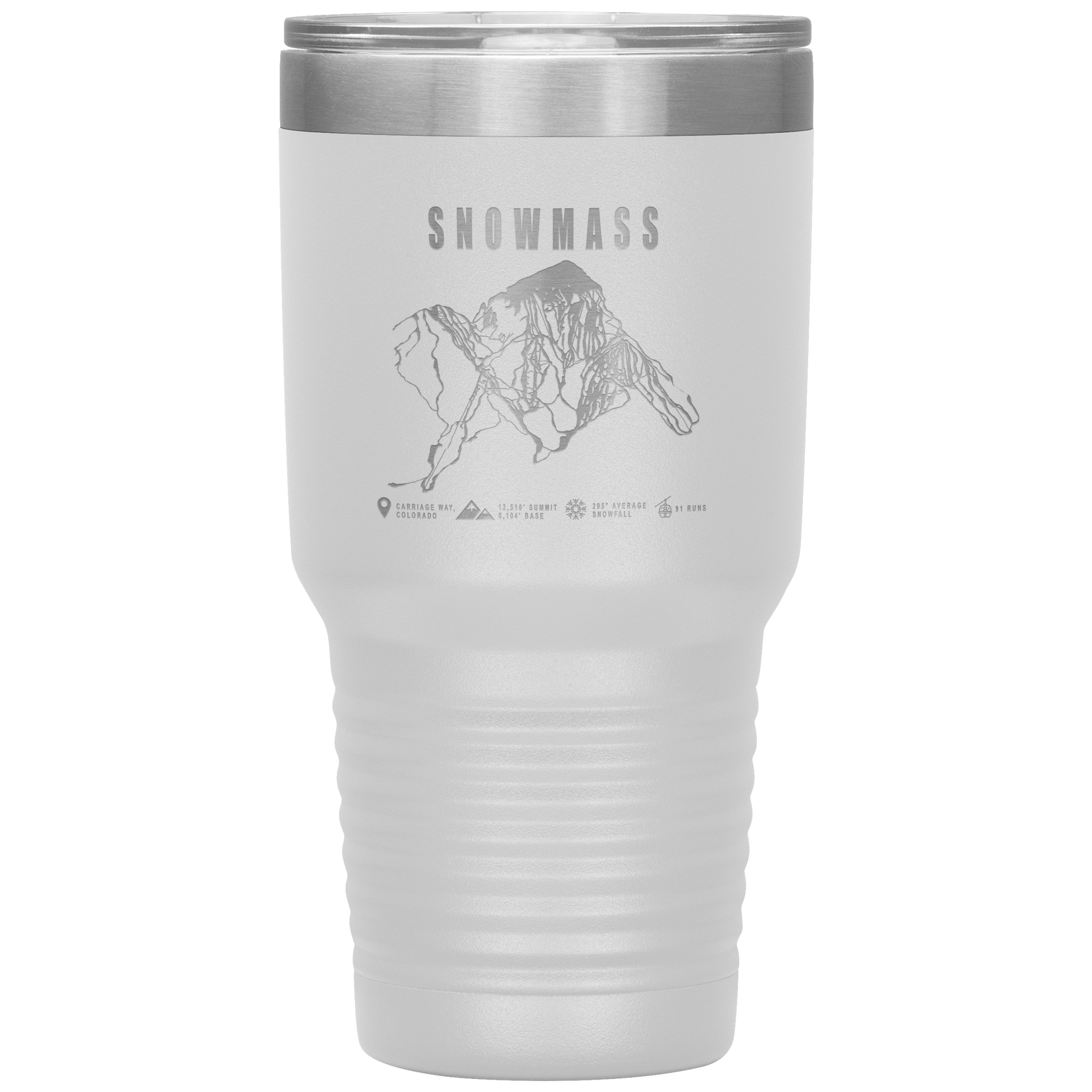 Snowmass Colorado Ski Trail Map 30oz Tumbler - Powderaddicts