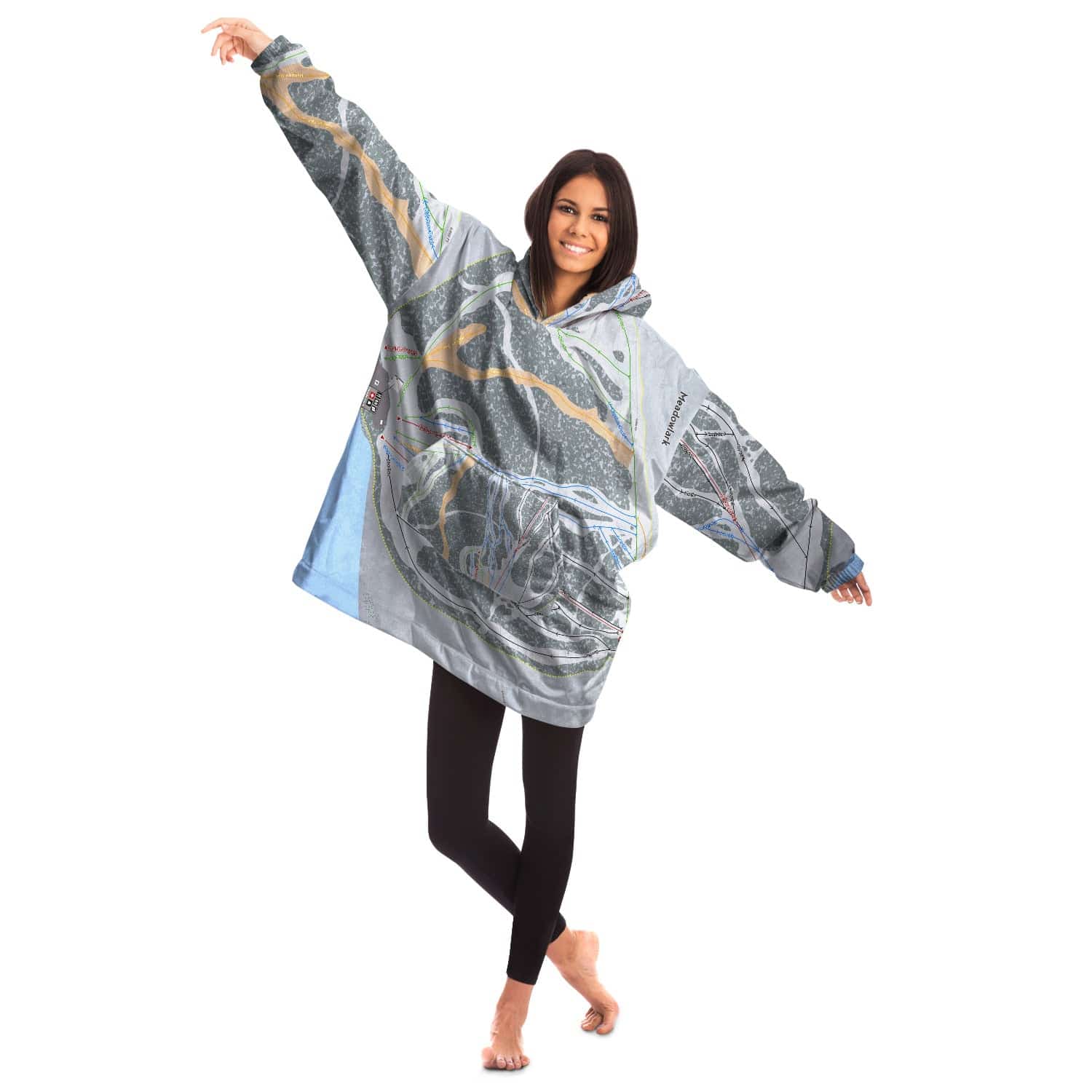 Meadowlark, Wyoming Ski Trail Map Snuggie - Powderaddicts