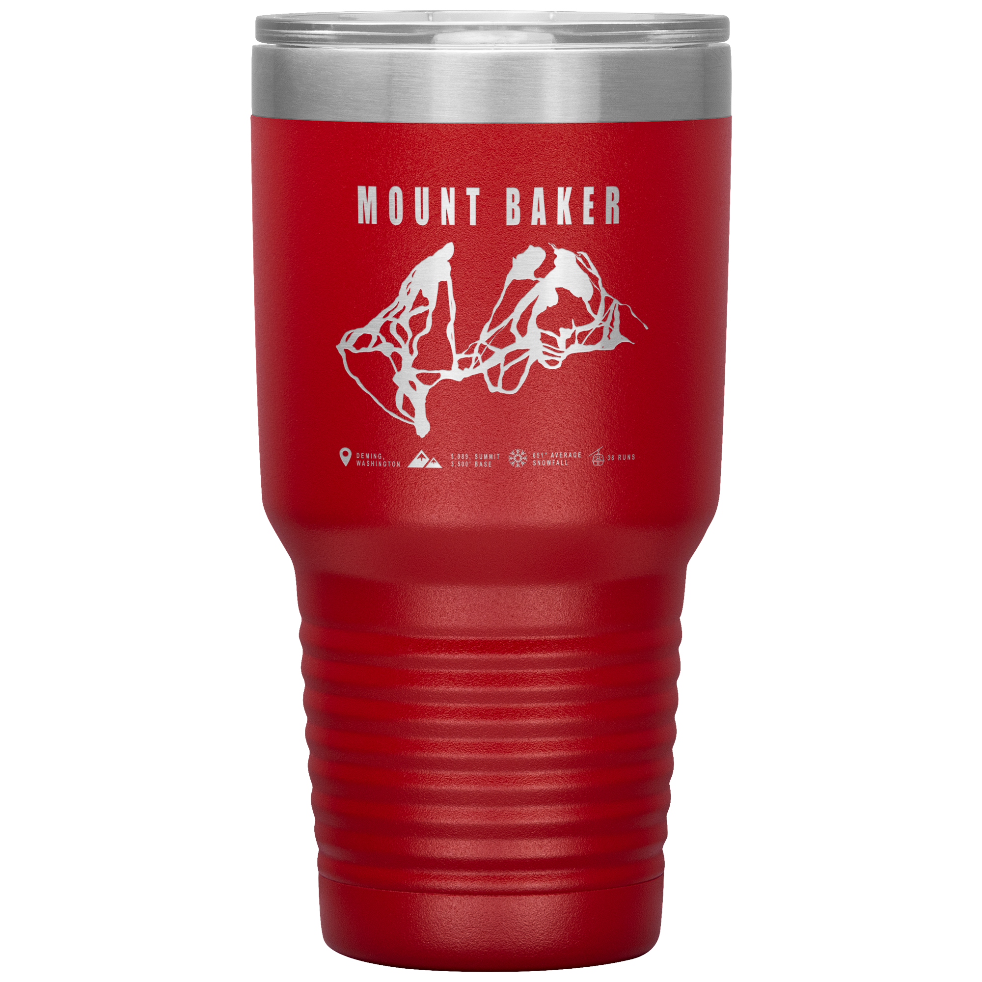 Mount Baker, Washington Ski Trail Map 30oz Tumbler - Powderaddicts