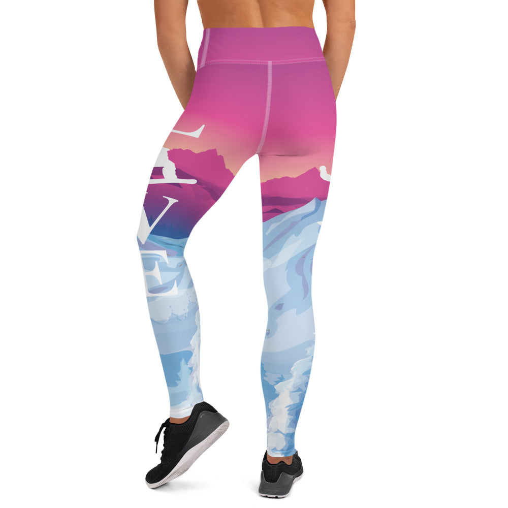 Love Snowboard Even At Sunset Yoga Leggings - Powderaddicts