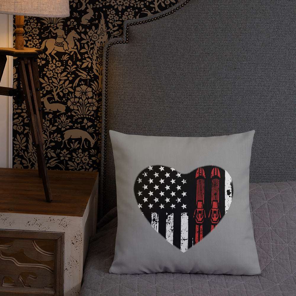 Ski Heart USA Flag Premium Pillow - Powderaddicts