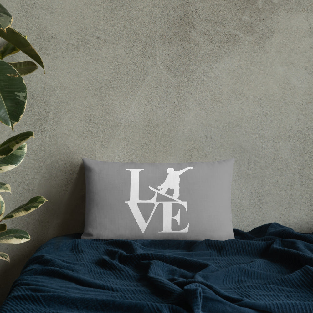 Love Snowboard Premium Pillow Grey and White - Powderaddicts