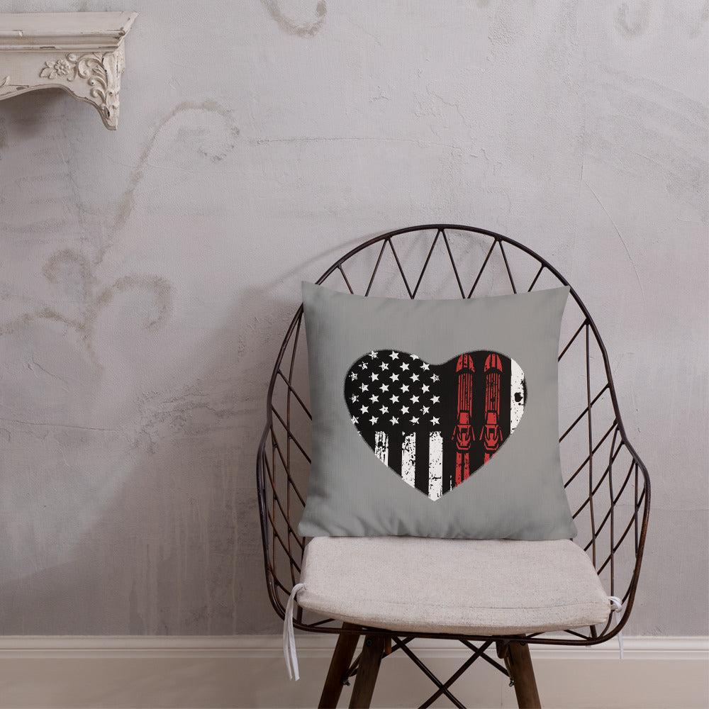 Ski Heart USA Flag Premium Pillow - Powderaddicts