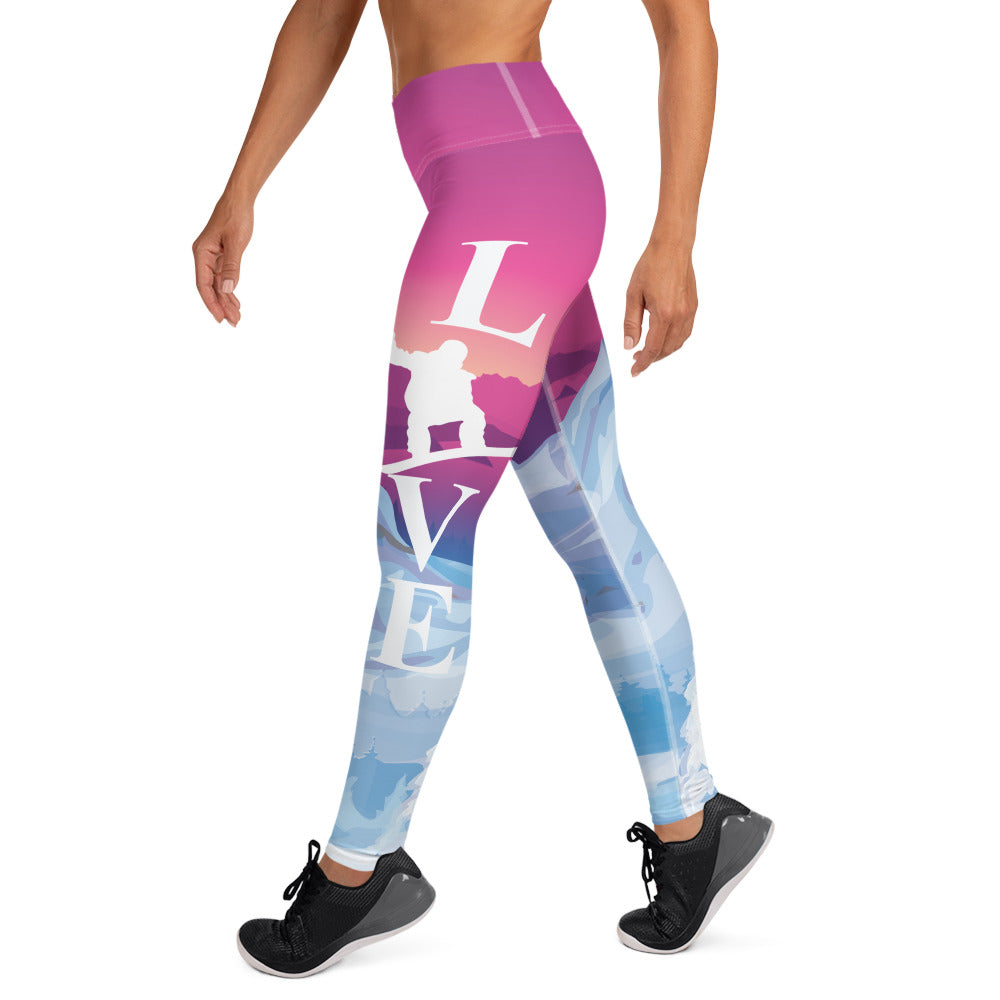 Love Snowboard Even At Sunset Yoga Leggings - Powderaddicts