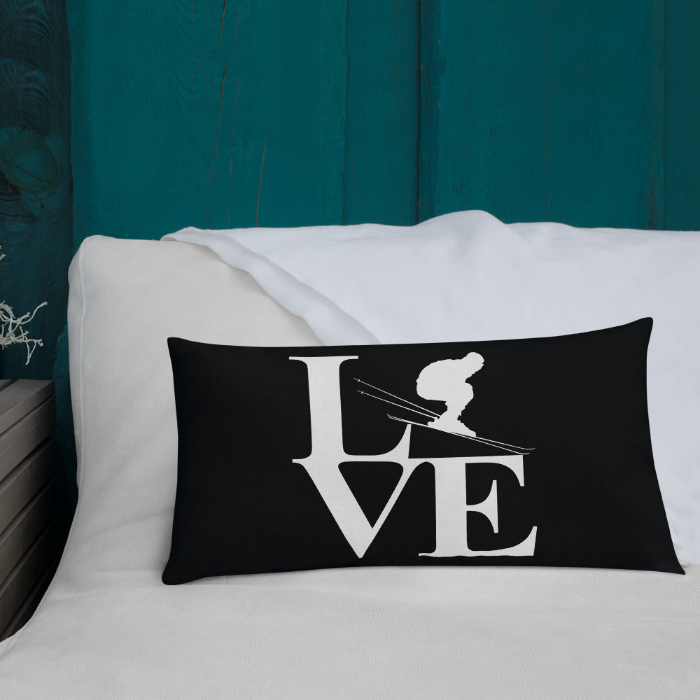 Love Ski Premium Pillow in Black and White - Powderaddicts