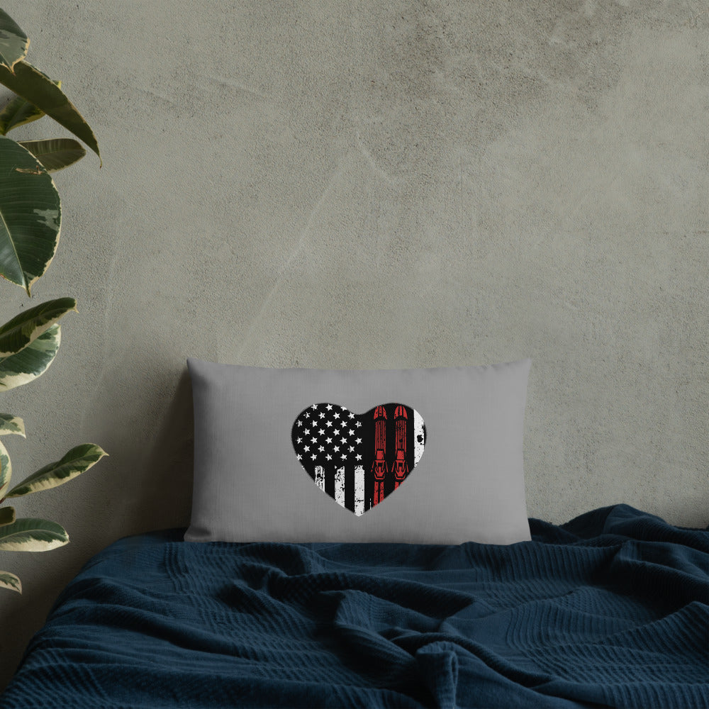 Ski Heart USA Flag Premium Pillow - Powderaddicts