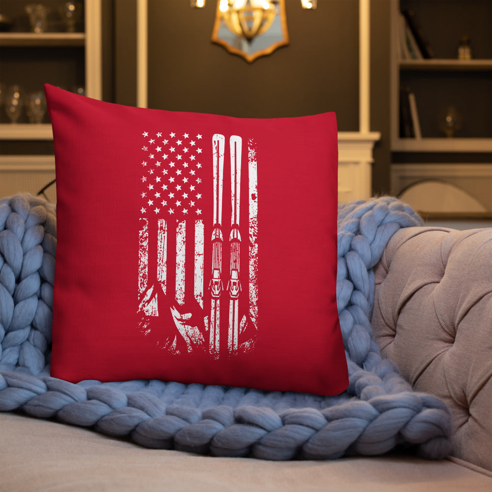 Ski USA Flag Red Premium Pillow