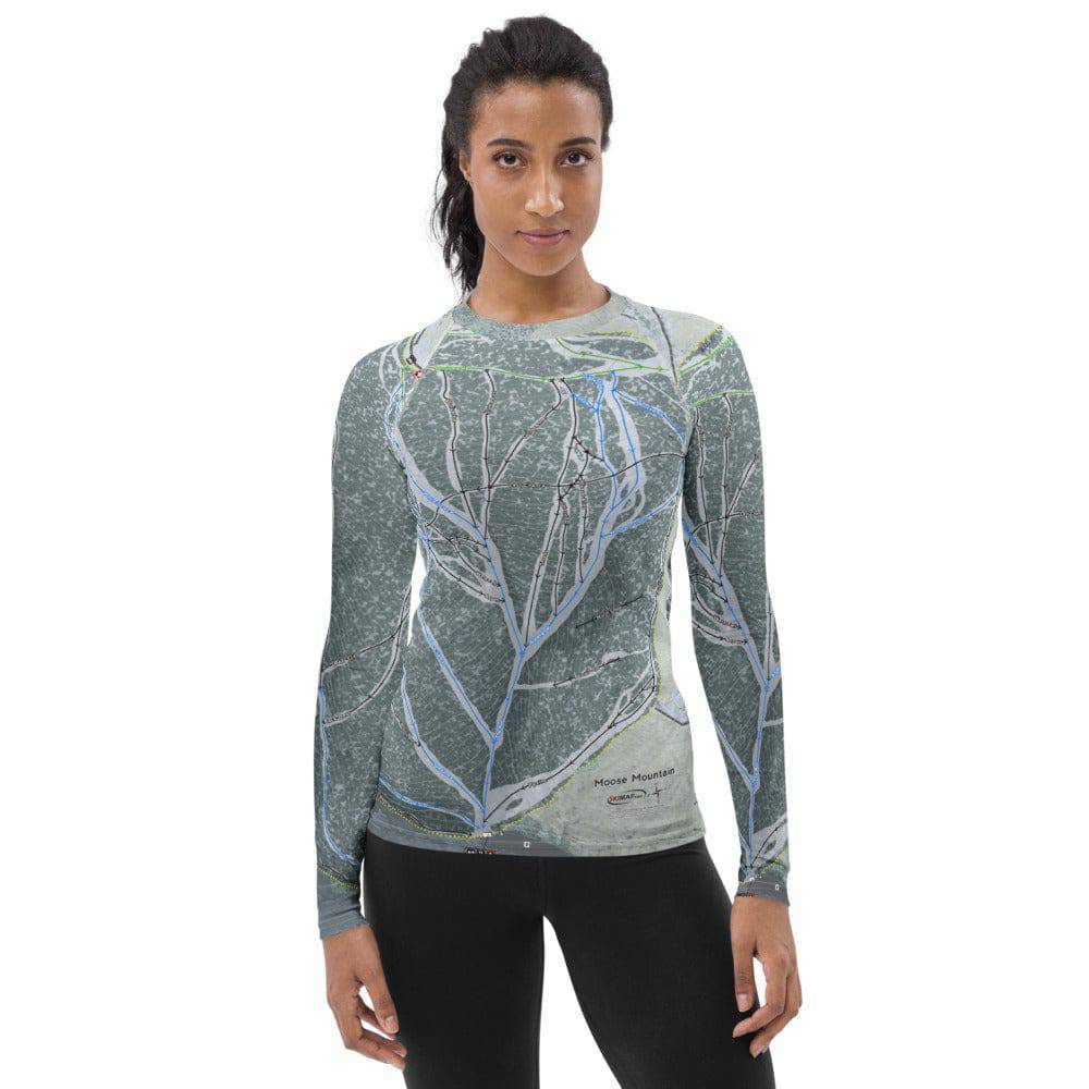 Moose Mountain, Alaska Ski Trail Map Women&#39;s Base Layer Top - Powderaddicts