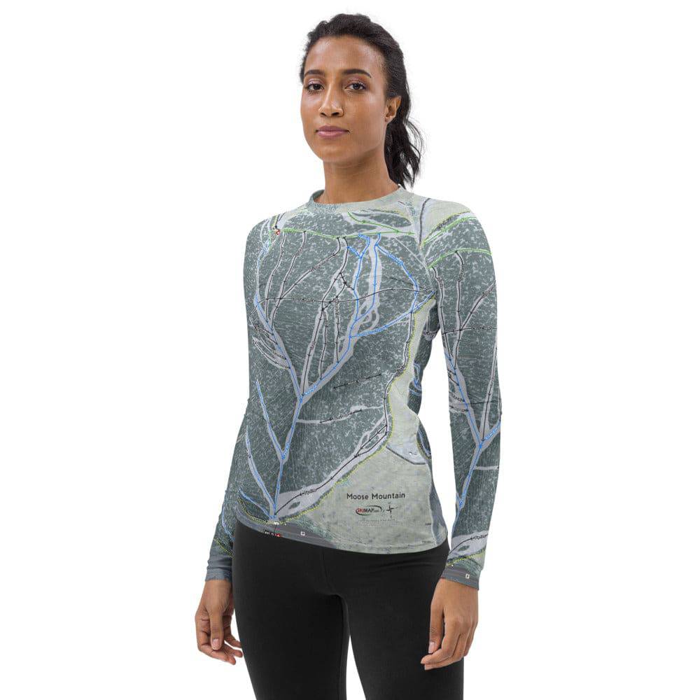 Moose Mountain, Alaska Ski Trail Map Women's Base Layer Top - Powderaddicts