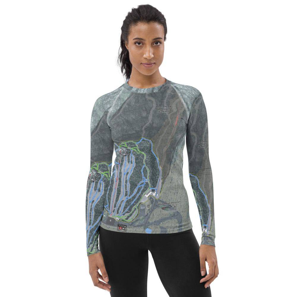 Moosehead Mountain, Maine Ski Trail Map Women&#39;s Base Layer Top - Powderaddicts