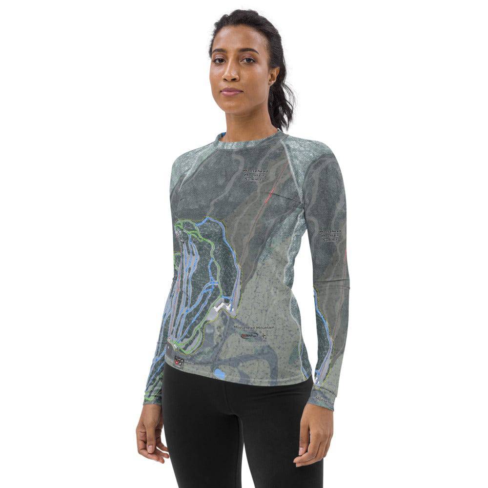 Moosehead Mountain, Maine Ski Trail Map Women's Base Layer Top - Powderaddicts