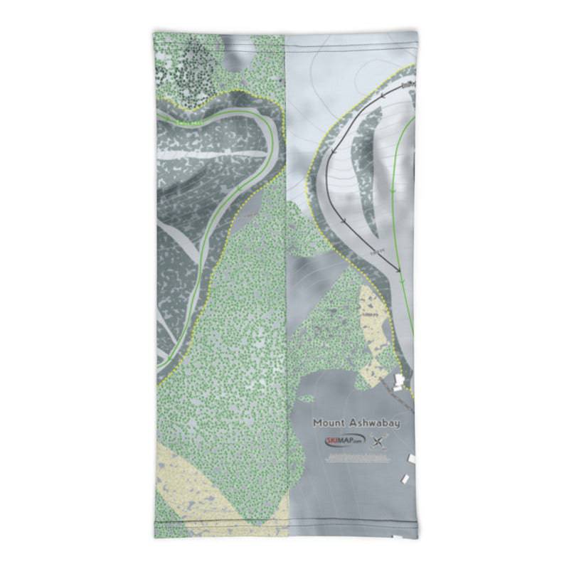 Mount Ashwabay, Wisconsin Ski Trail Map Printed Neck Gaiter - Powderaddicts