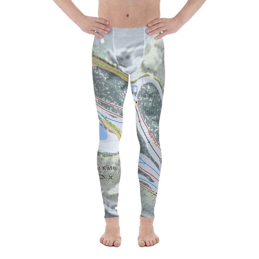 Mount Kato, Minnesota Ski Trail Map Men&#39;s Base Layer Bottom - Powderaddicts