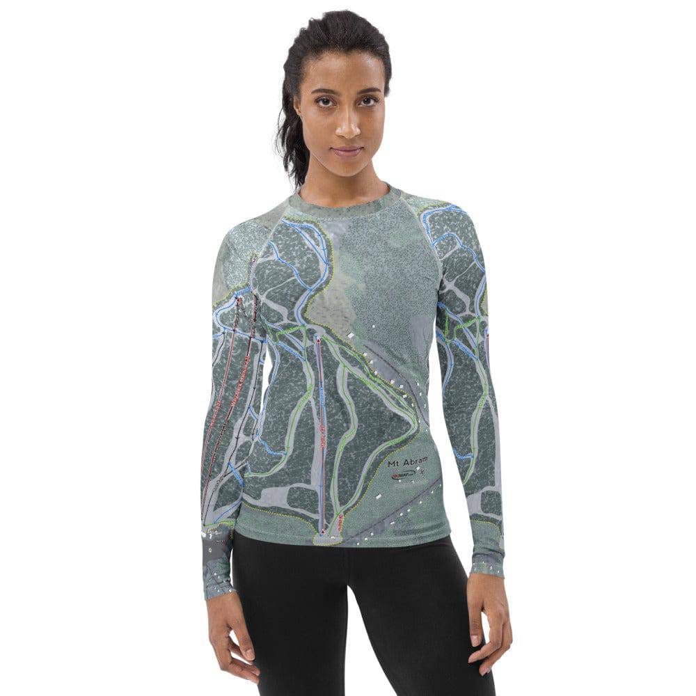 Mt Abram, Maine Ski Trail Map Women&#39;s Base Layer Top - Powderaddicts