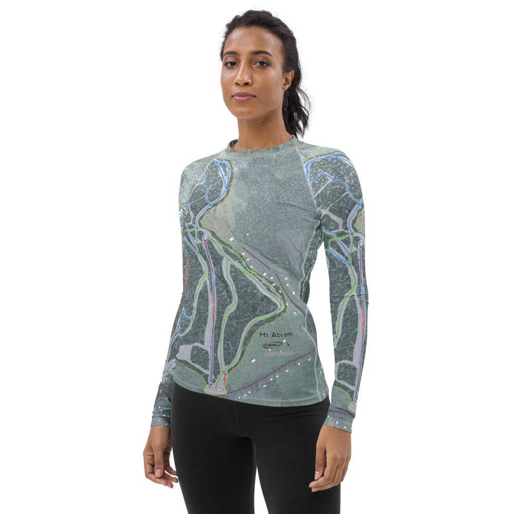 Mt Abram, Maine Ski Trail Map Women's Base Layer Top - Powderaddicts