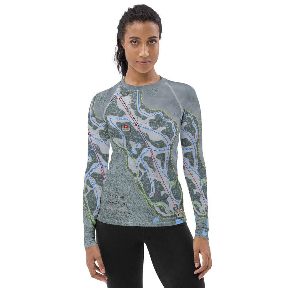 Mt Eyak, Alaska Ski Trail Map Women&#39;s Base Layer Top - Powderaddicts