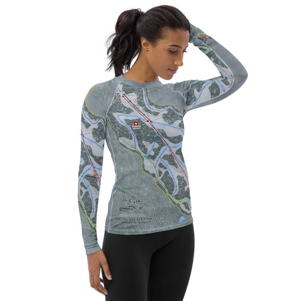 Mt Eyak, Alaska Ski Trail Map Women's Base Layer Top - Powderaddicts